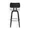 Armen Living Pico 30" Swivel Black Wood Bar Stool in Light Gray Fabric with Black Metal LCPIBABLKLTGR30 - alternate 2
